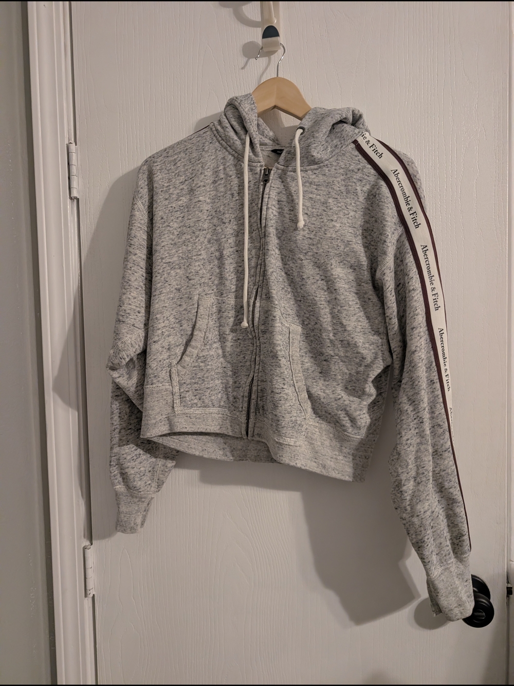 Abercrombie & Fitch Gray Zip-Up Hoodie with Side Logo Tape